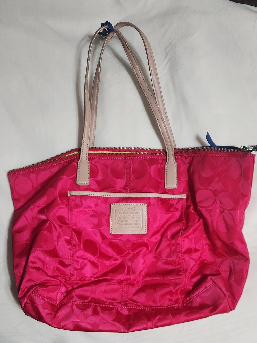 Coach Legacy Weekend Signature Nylon East-West Tote, style number 24862, in Pink